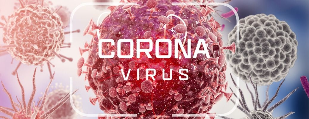 Coronavirus text over microscopic germs