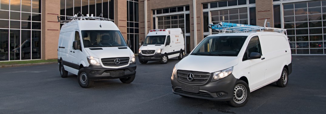 Three Mercedes-Benz Sprinter and Metris vans