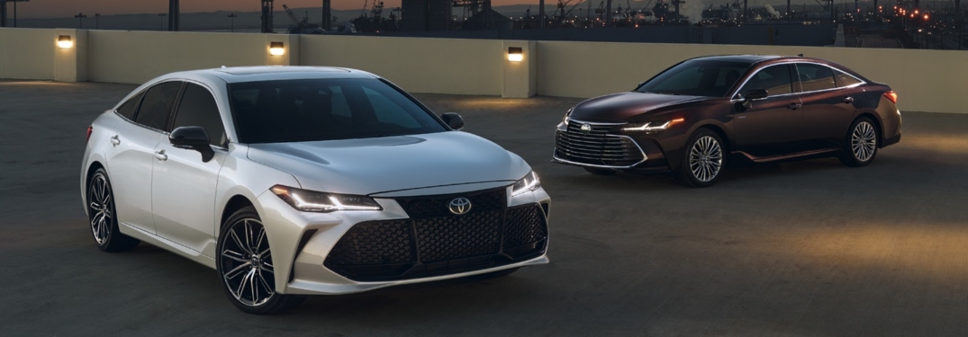 Two 2019 Toyota Avalon models parked beside each other