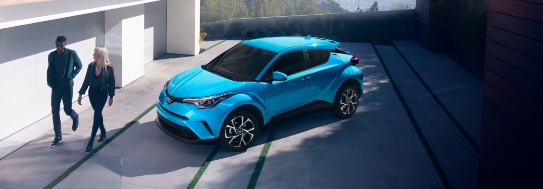 Overhead view of a blue 2019 Toyota C-HR