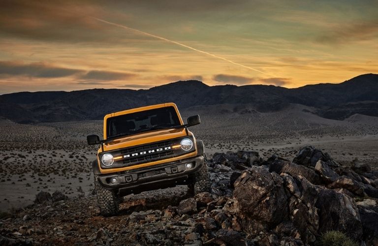 2021 Ford Bronco parked on rocks