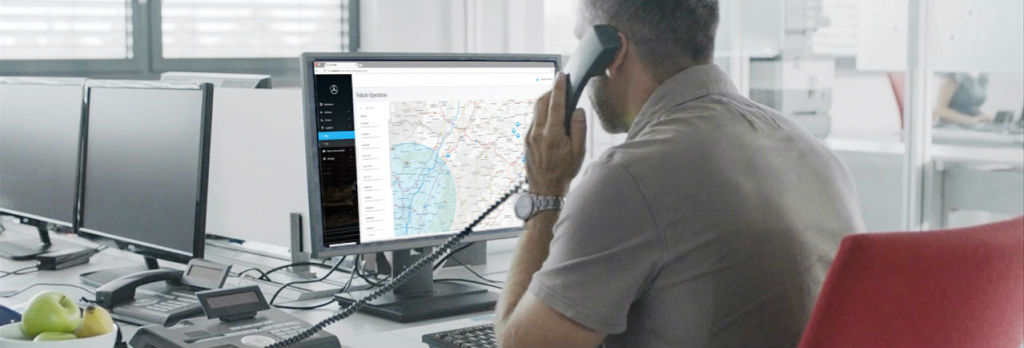person making phone call with Mercedes Pro Communication
