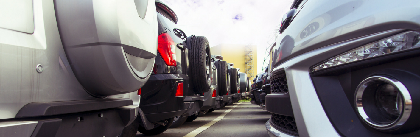 Close up of cars in a lot