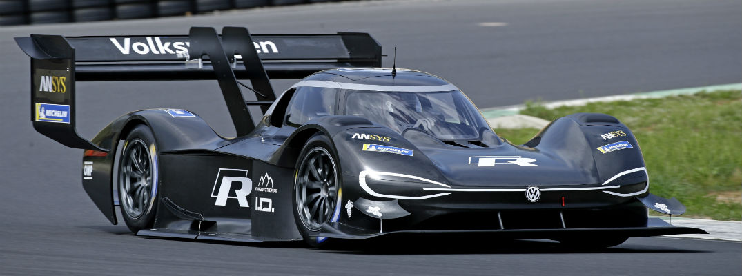 A front right quarter photo of the VW ID R Pikes Place concept.