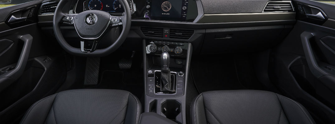 A photo of the interior of the 2019 VW Jetta showing its larger cup holders.