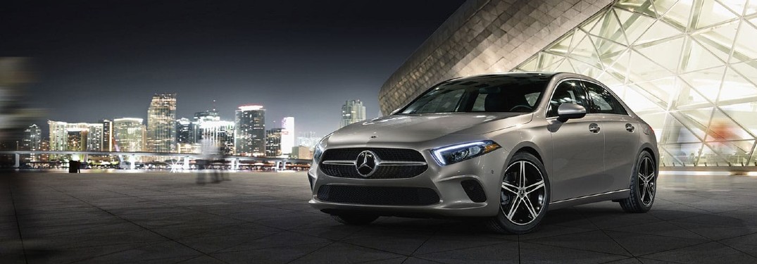 2021 Mercedes Benz A-Class parked in front of the showroom