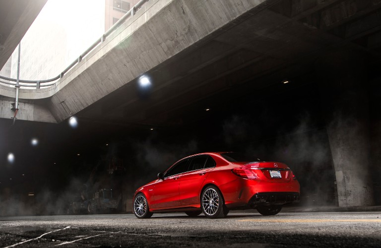 2021 Mercedes-Benz Red Metallic parked in a parking lot