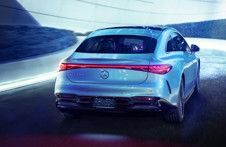Back side view of Mercedes Benz is shown