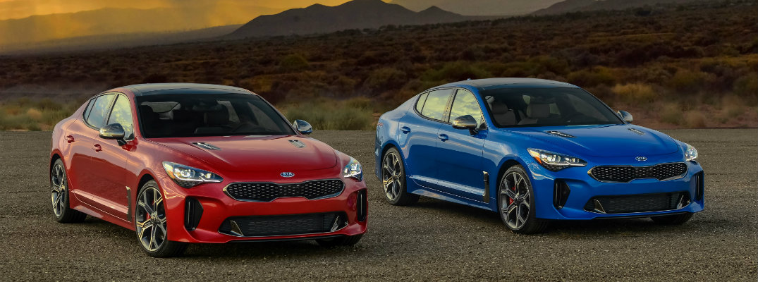 2018 Kia Stinger in Red and Blue Paint Colors