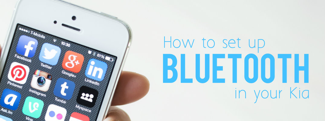 Picture of a smartphone with the words "How to set up Bluetooth on your Kia"