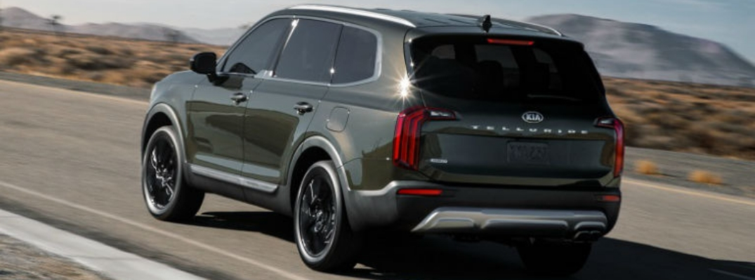 2020 Kia Telluride Rear View of Dark Moss Exterior