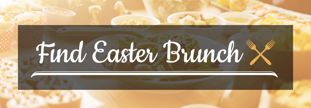 words "Find Easter Brunch" with a background of food