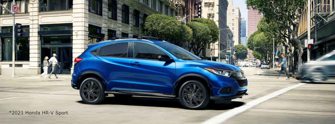 Blue 2021 Honda HR-V driving