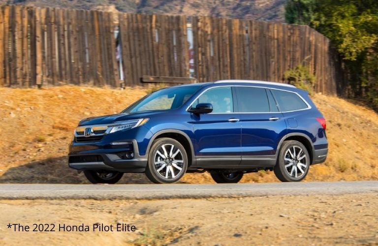 The 2022 Honda Pilot Elite on the road