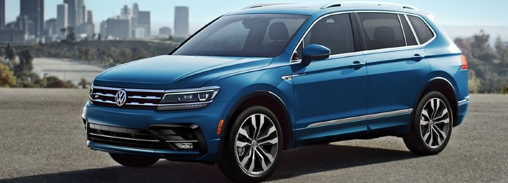 2020 VW Tiguan exterior front fascia driver side in empty city parking lot