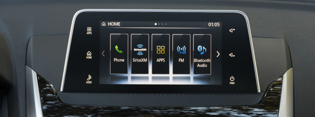A close up photo showing the various features available with the Mitsubishi Connect system.