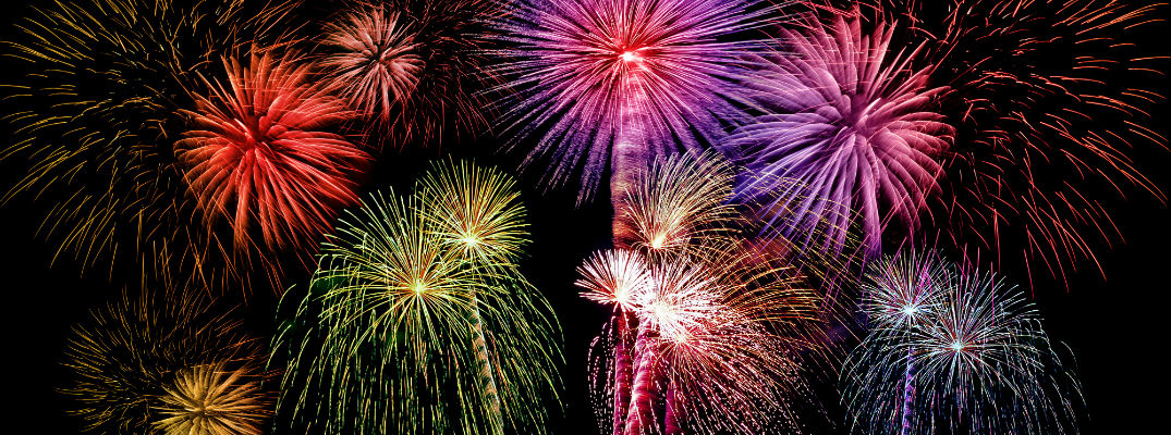 A stock photo of fireworks being launched.