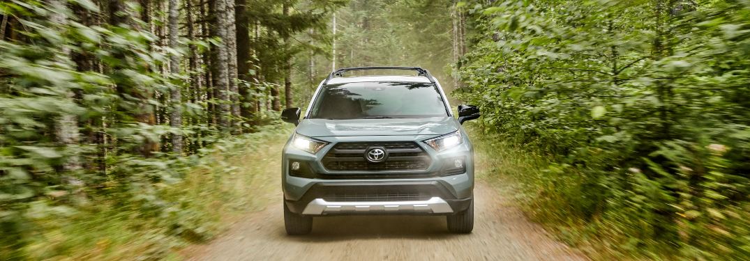 2020 Toyota RAV4 driving down a trail