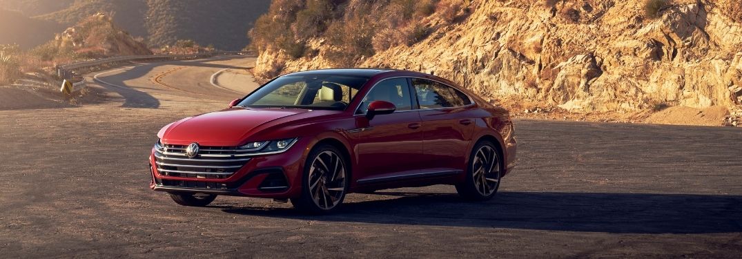 2021 VW Arteon exterior front fascia driver side in front of rocks