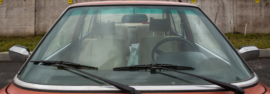 Close up on wiper blades on a windshield