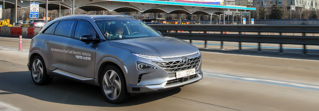 2019 Hyundai NEXO driving on road in PyeonChang, South Korea