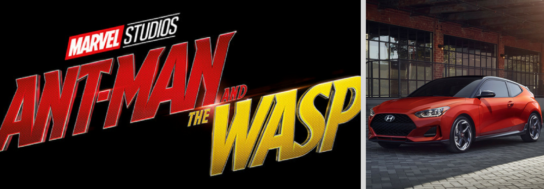 Ant-Man and The Wasp logo next to 2019 Hyundai Veloster