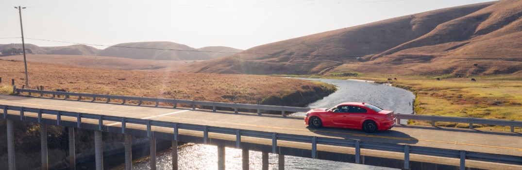 2020 Dodge Charger driving over bridge