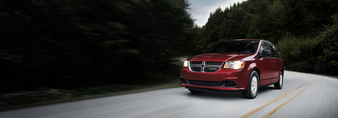 front view of a red 2020 Dodge Grand Caravan
