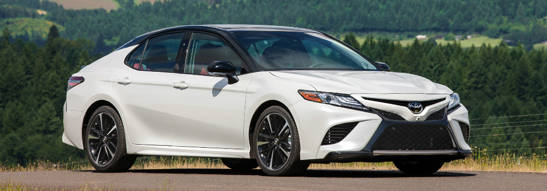 Side View of White 2018 Toyota Camry