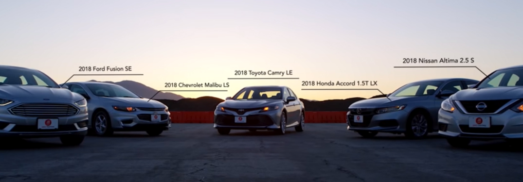 Toyota Camry, Chevy Malibu, Ford Fusion, Honda Accord, and Nissan Altima