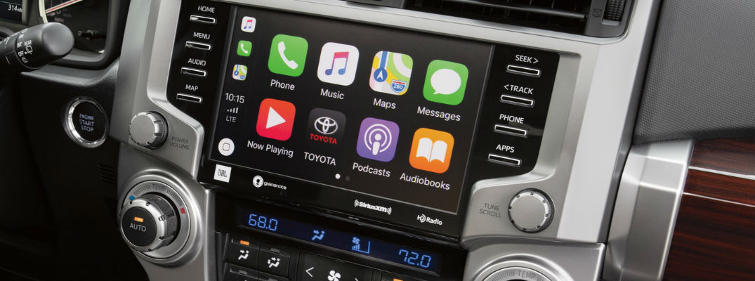 A photo of the touchscreen used in a Toyota crossover SUV.
