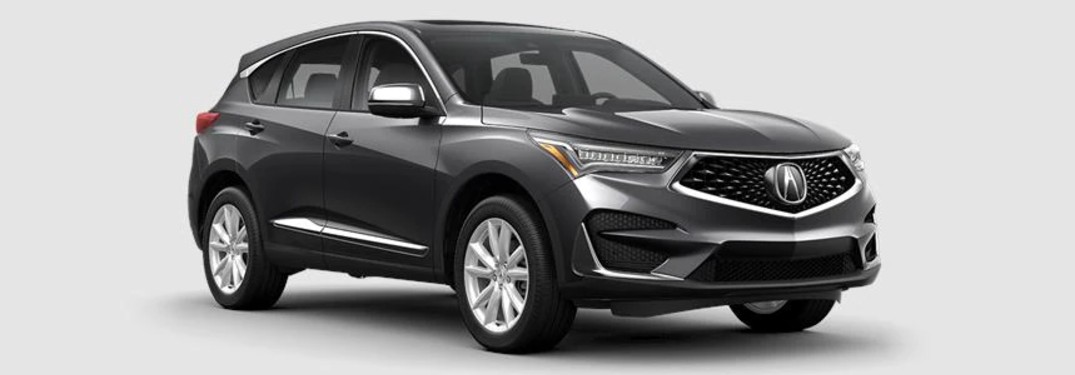 Front passenger angle of a grey 2021 Acura RDX base model