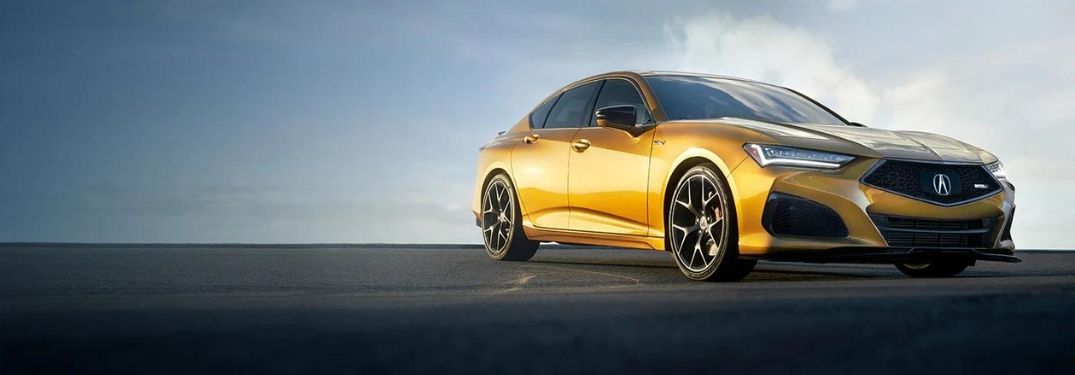 The 2021 Acura TLX Type S parked on an empty road.