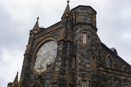Close up of St Patrick Church in Washington DC
