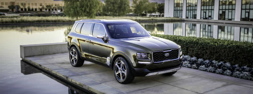 A front right quarter photo of a Kia Telluride concept crossover SUV