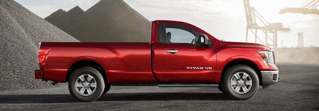 red 2018 Nissan Titan side view