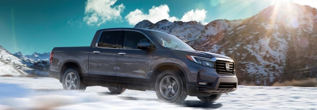 Gray 2021 Honda Ridgeline in Snow