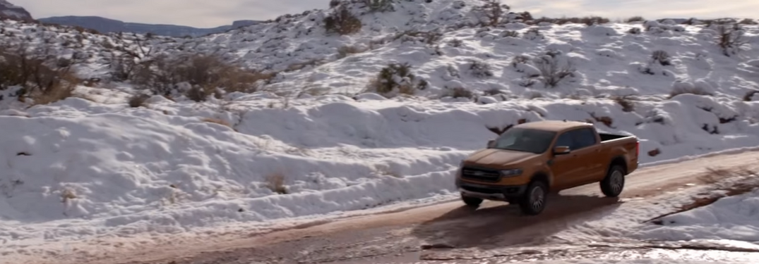 2019 Ford Ranger drives down hill in winter
