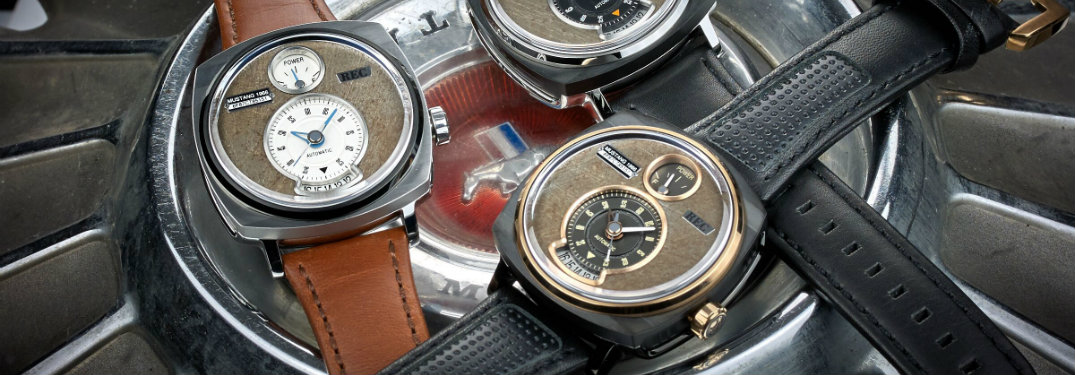 Close up of multiple Ford Mustang watches