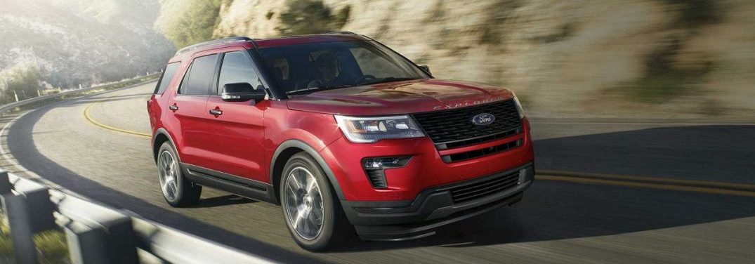 2018 Ford Explore driving down a mountain highway