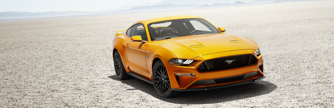 2018 Ford Mustang V8 GT with Performace Pack in Orange Fury Exterior Passenger Side Front