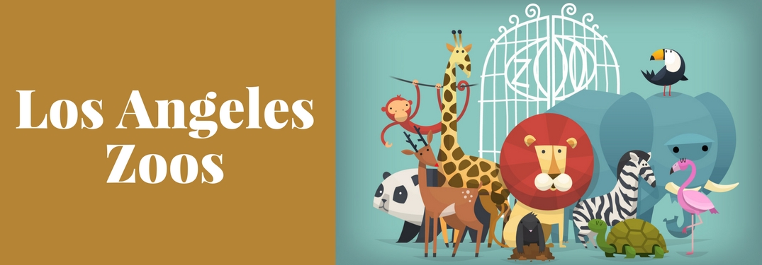 Los Angeles Zoos Title and a Drawing of Many Animals