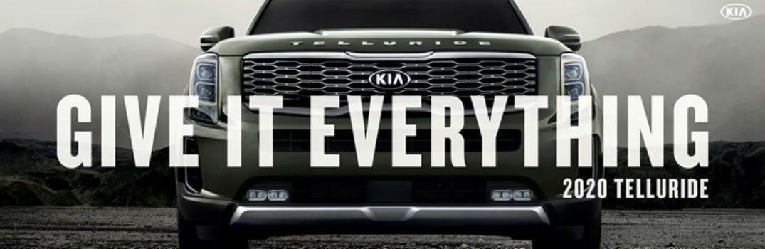 2020 Kia Telluride with text in front of the grille