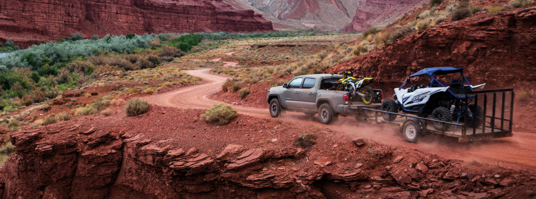 2018 Toyota Tacoma pulling a trailer in the western United States