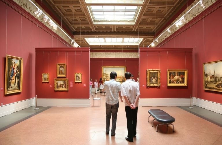 People standing in a museum