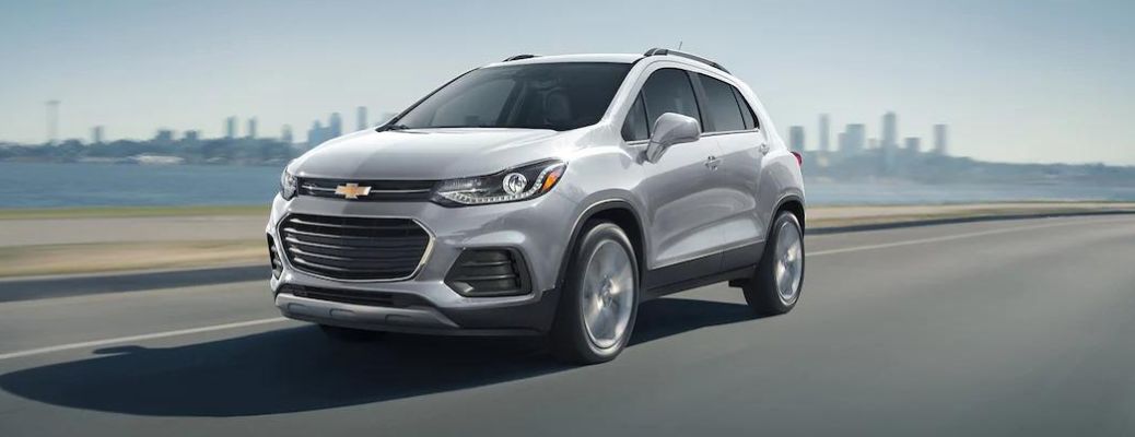 Front view of 2022 Chevrolet Trax driving on road