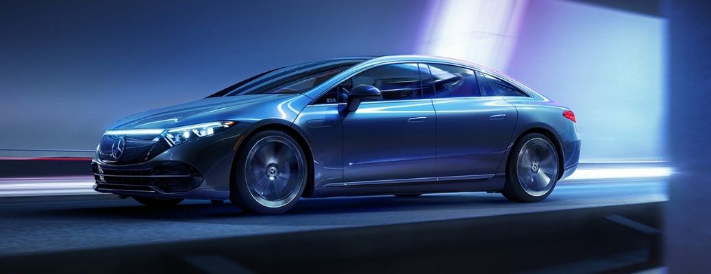2022 Mercedes-Benz EQS driven on the road_side view