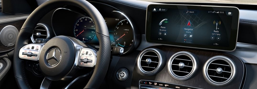 Steering and Dashboard of a Mercedes-Benz vehicle