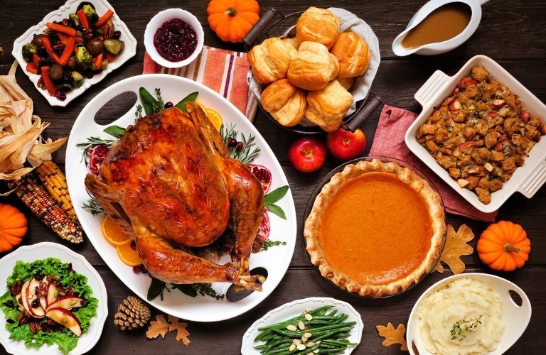 Thanksgiving dinner table