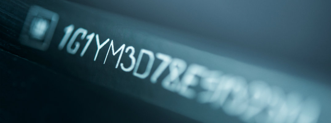 Close-up of numbers in a VIN